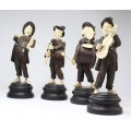 ansamblu de statuete " Klezmer Band". sculptura in fildes si lemn. cca 1900